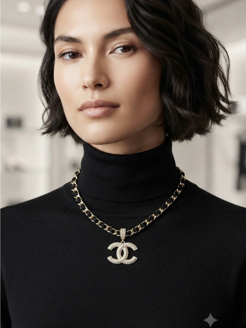 Gold-Tone Interlocking CC Pendant Chain Necklace - Gold
